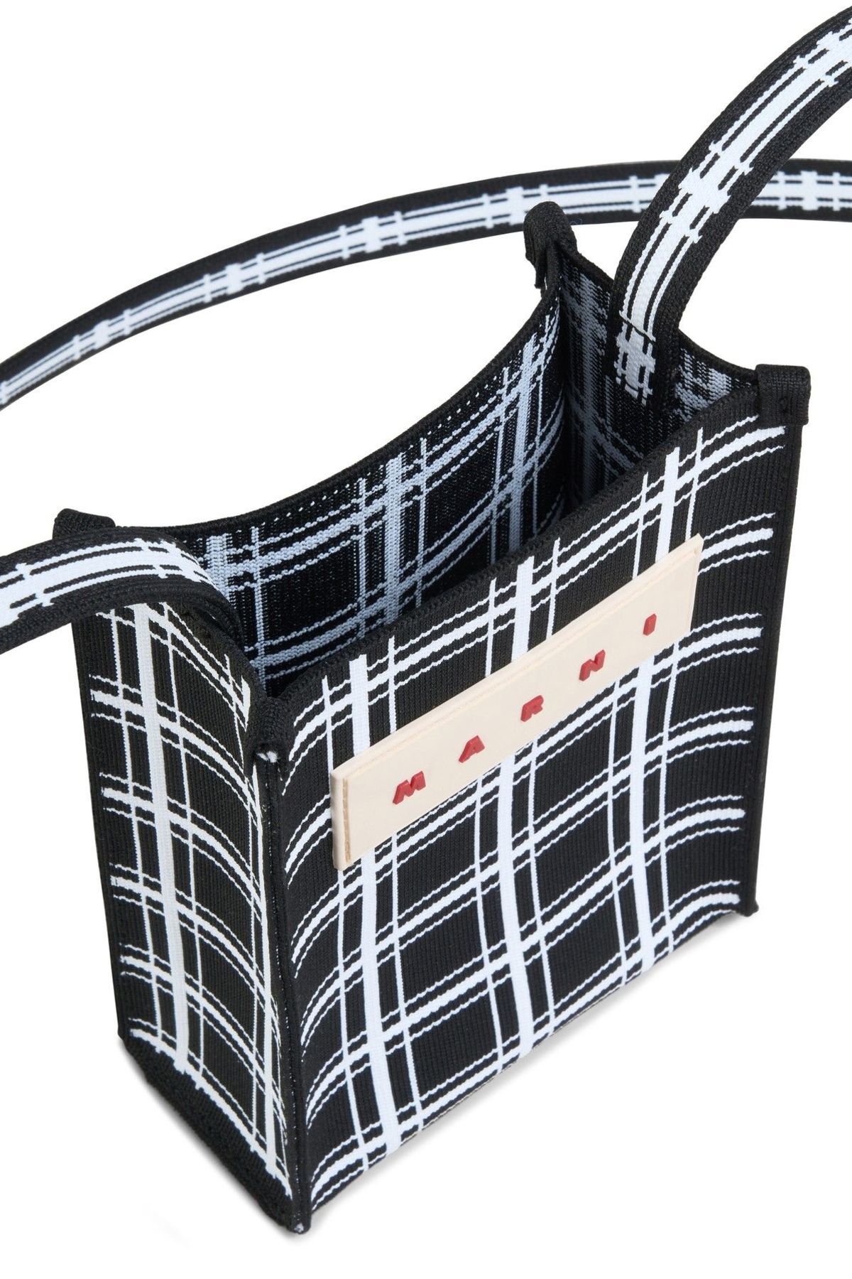 Marni Mini jacquard shoulder bag - Black/White | Garmentory