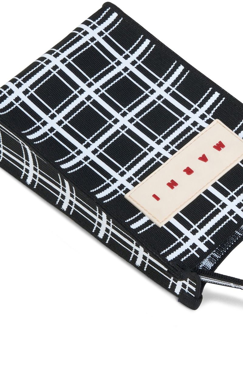 ★MARNI★ Mini Jacquard Check Shoulder Bag Black White SBMQ0 Marni Mini jacquard shoulder bag - Black/White | Garmentory