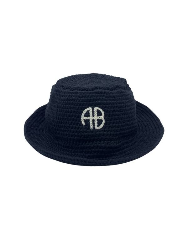 Anine bing AB black bucket hat ANINE BING Nicks Bucket Hat - Black And Brown Leopard main image 2