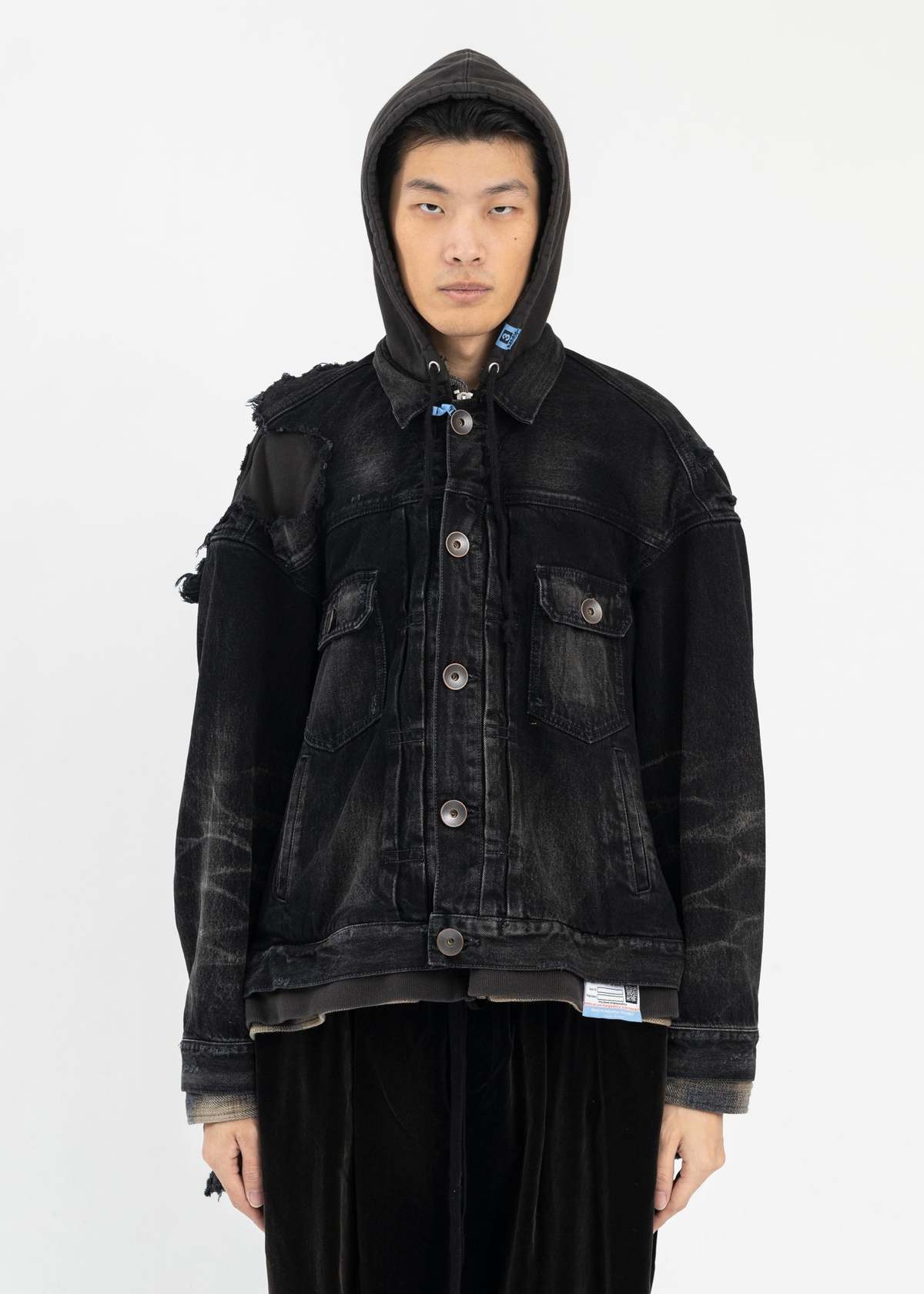 【難あり】Ameri Mouton LAYERED Denim Jacket Ameri（アメリ）の「MOUTON LAYERED DENIM JACKET（デニム
