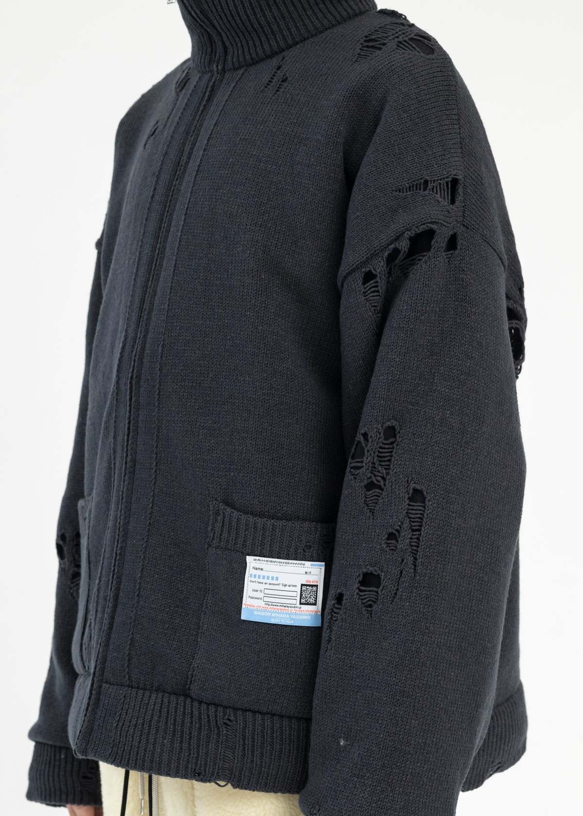 Black Padded Zip Knit Cardigan | Garmentory