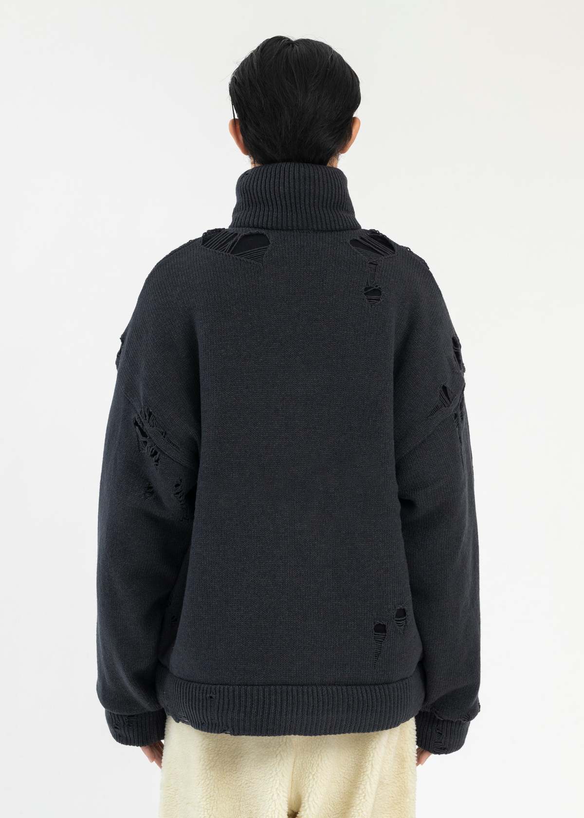 Black Padded Zip Knit Cardigan | Garmentory