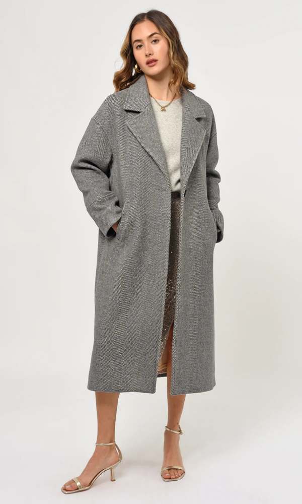 Greylin Bryce Chevron Oversized Coat - Grey | Garmentory