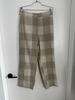 Ali Golden Raw Silk Pant - Neutral Plaid - Thumbnail 2