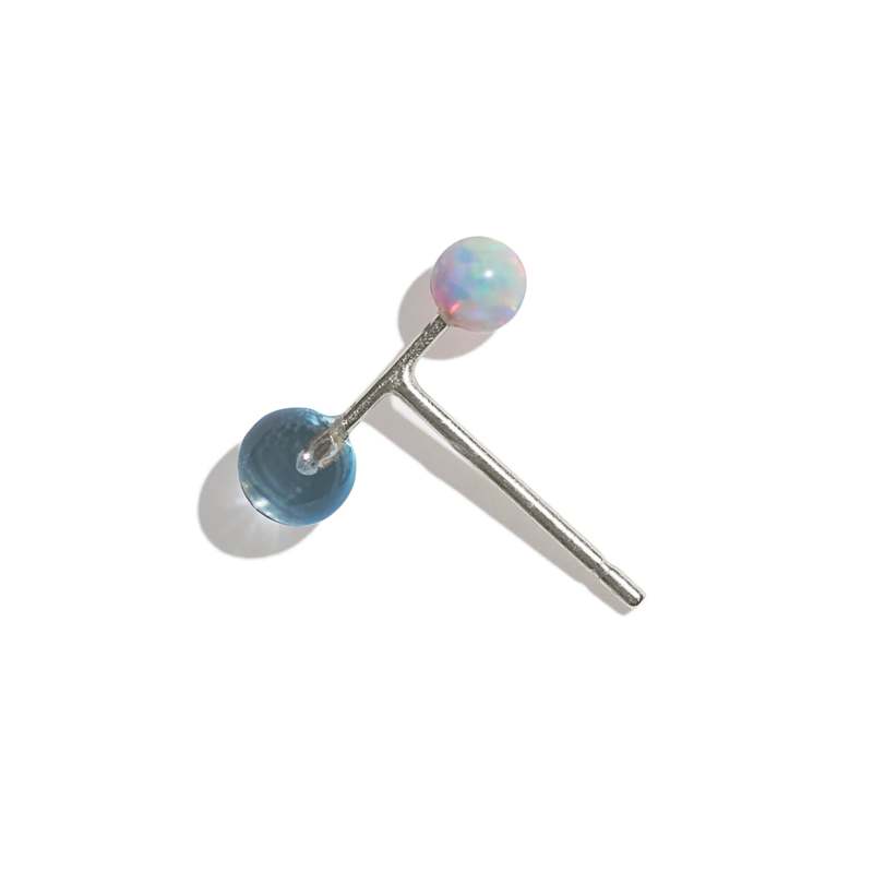 Skomer Studio Opal and Topaz Barbell Earring - Sterling Silver Skomer Studio Opal and Topaz Barbell Earring - Sterling Silver