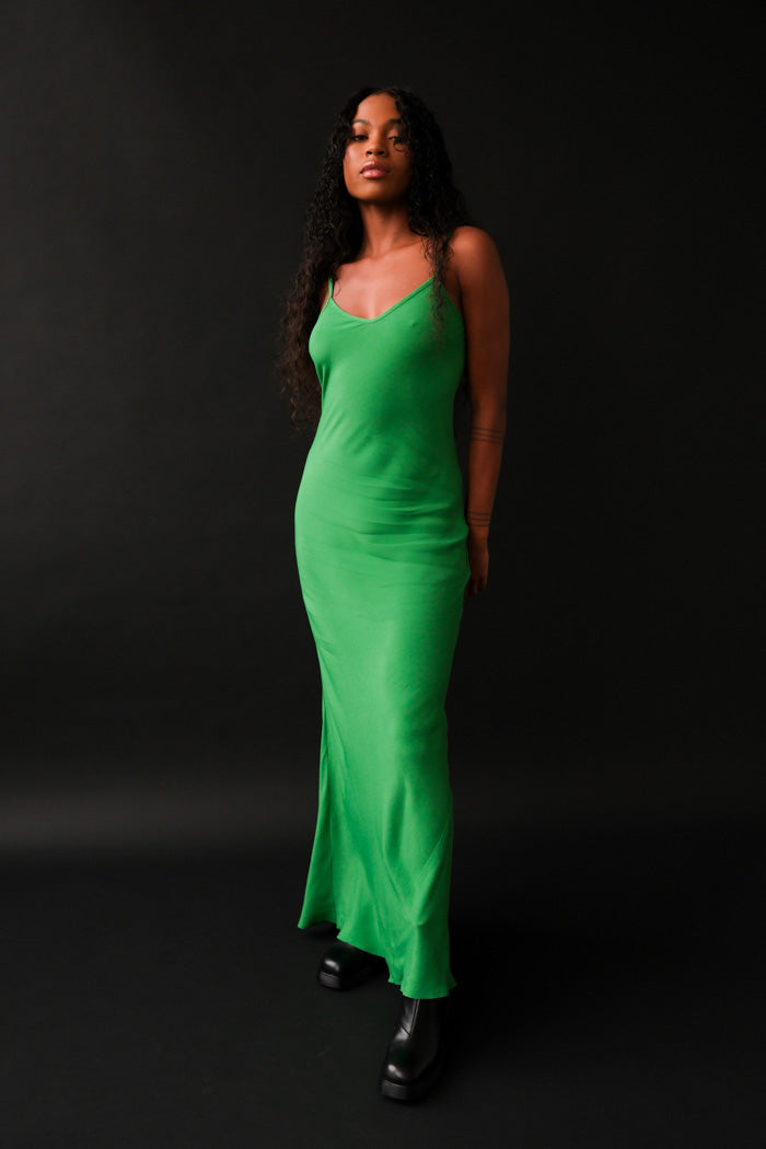 chinese dress ladies New Emerald Mossy Maxi Slip Dress