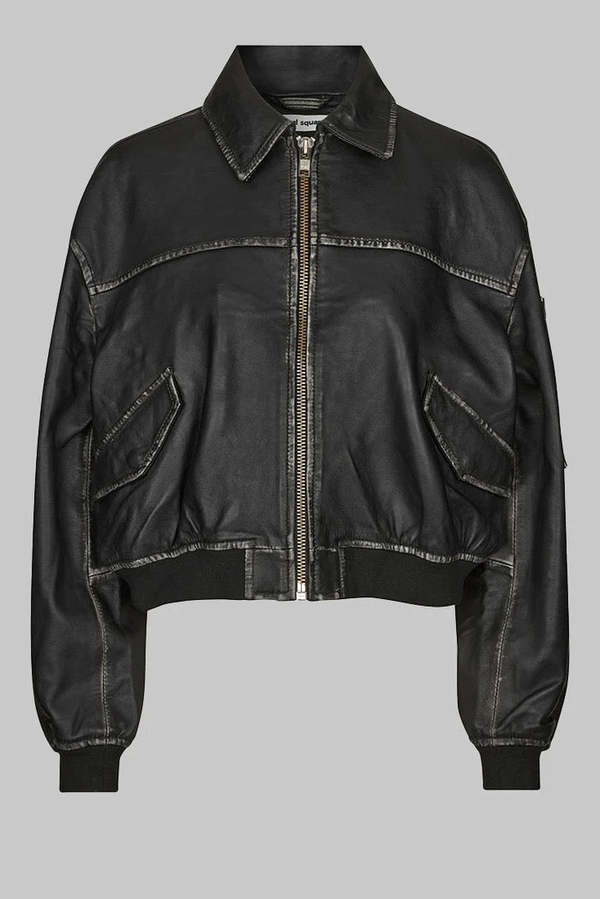 Oval Square ROCKER LEATHER BOMBER - VINTAGE BLACK