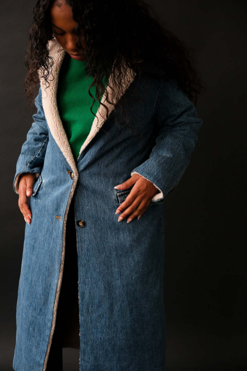 Still Here New York SHERPA DIMES COAT - CLASSIC BLUE