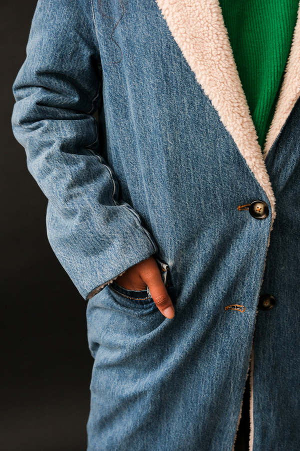 Still Here New York SHERPA DIMES COAT - CLASSIC BLUE