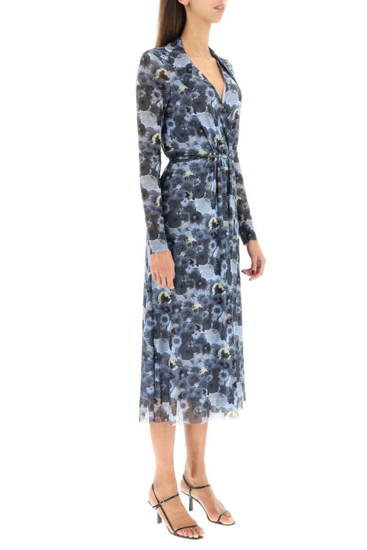 Ganni floral mesh midi dress - Blue | Garmentory