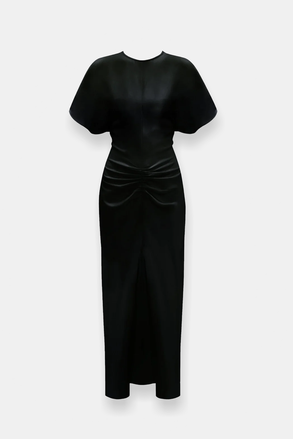 green emerald velvet dress Gathered Waist Midi Dress - Royal Blue