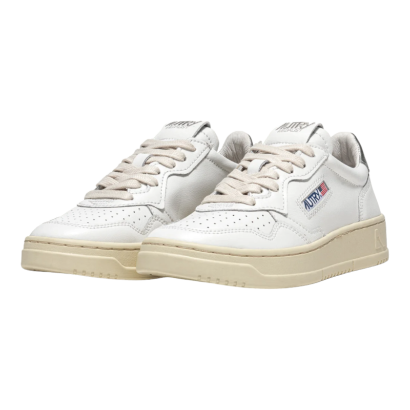 スニーカー AUTRY PLATFORM LOW WOM LEAT/LEAT WHT/SILVER (PTLW LL05) Autry Medalist Platform Sneakers In White And Silver Leather