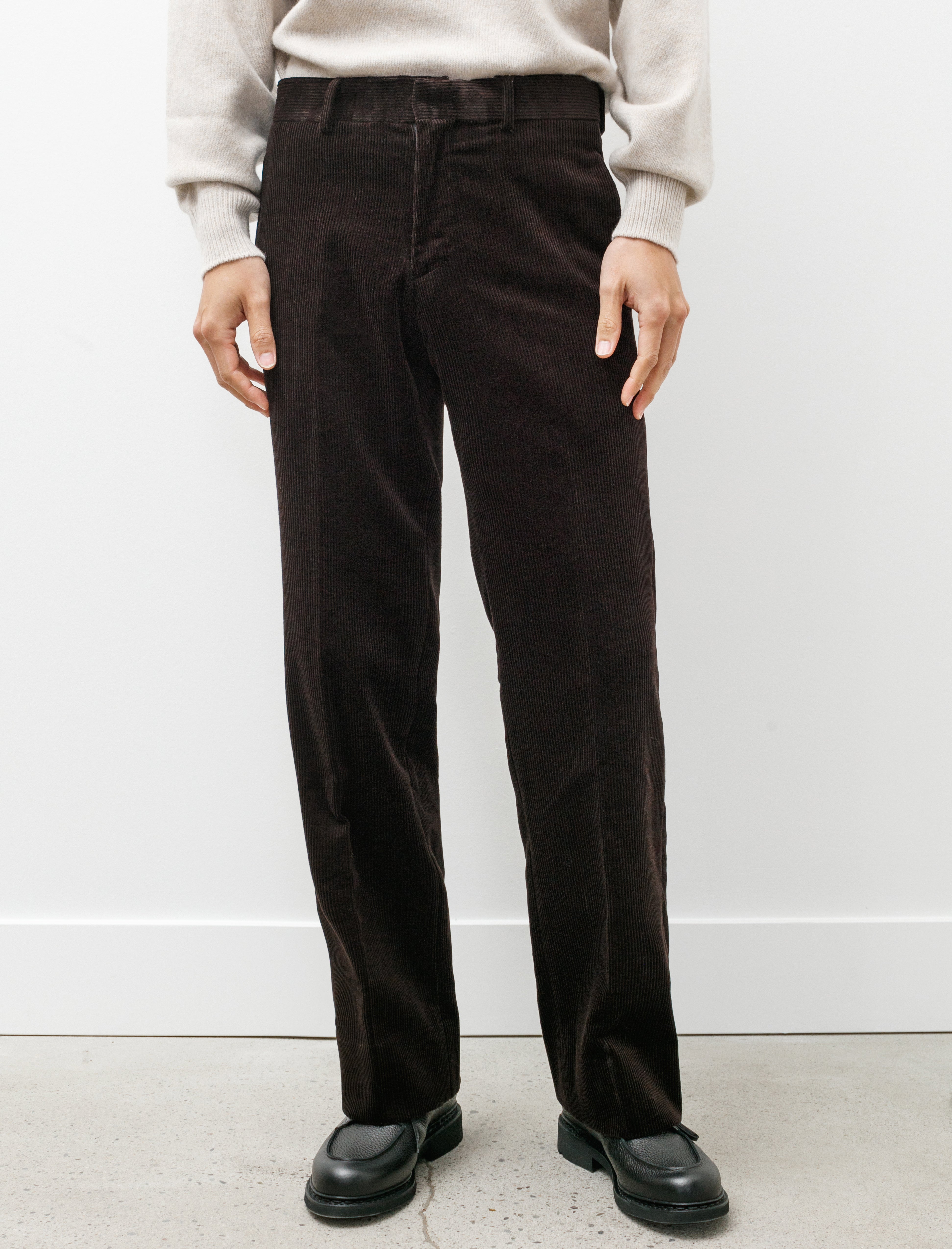Comoli Corduroy Piped Stem Pants - Brown | Garmentory