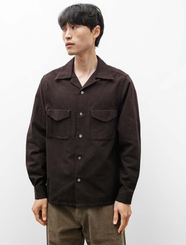 Taiga Takahashi Lot 101 Open Collar Shirt - Brown Black | Garmentory