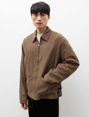 Milled Wool Zip Up Short Jacket Khaki | Garmentory