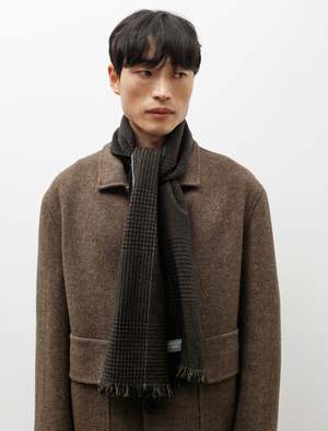 Margaret Howell Geelong Lambswool Oversized Glencheck Scarf - Dark