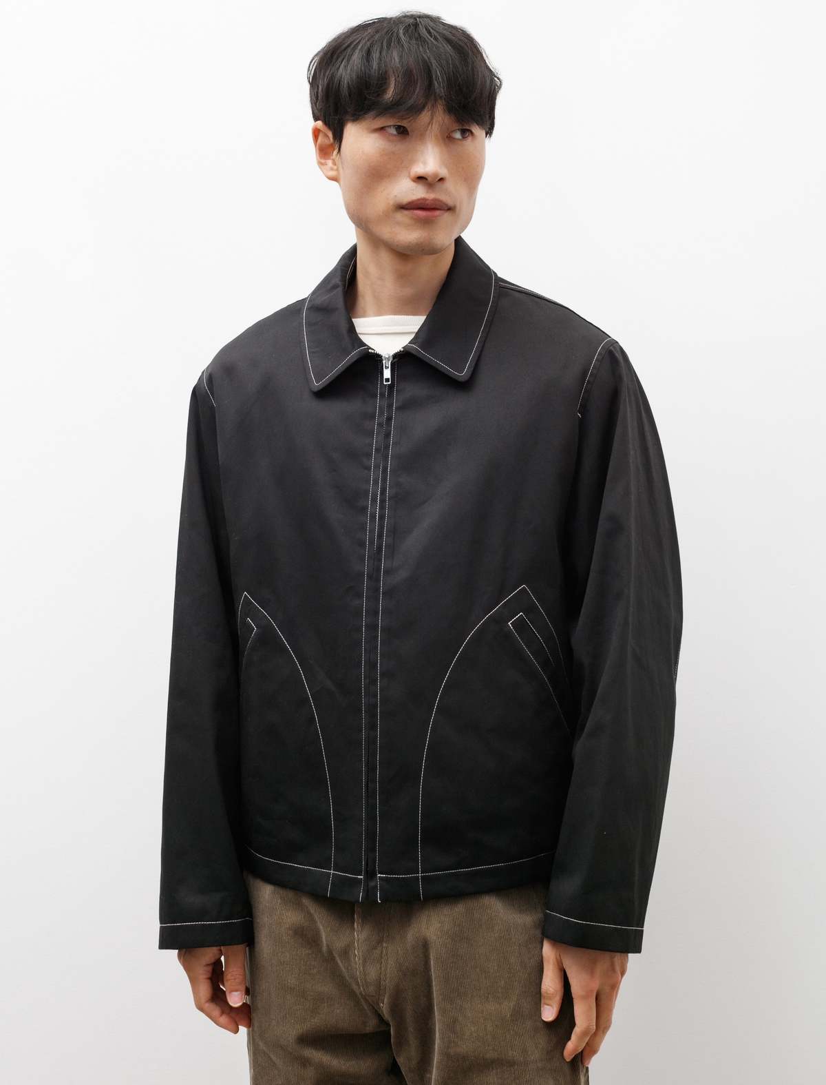 James Coward Site Jacket Contrast Stitch Gabardine - Black 