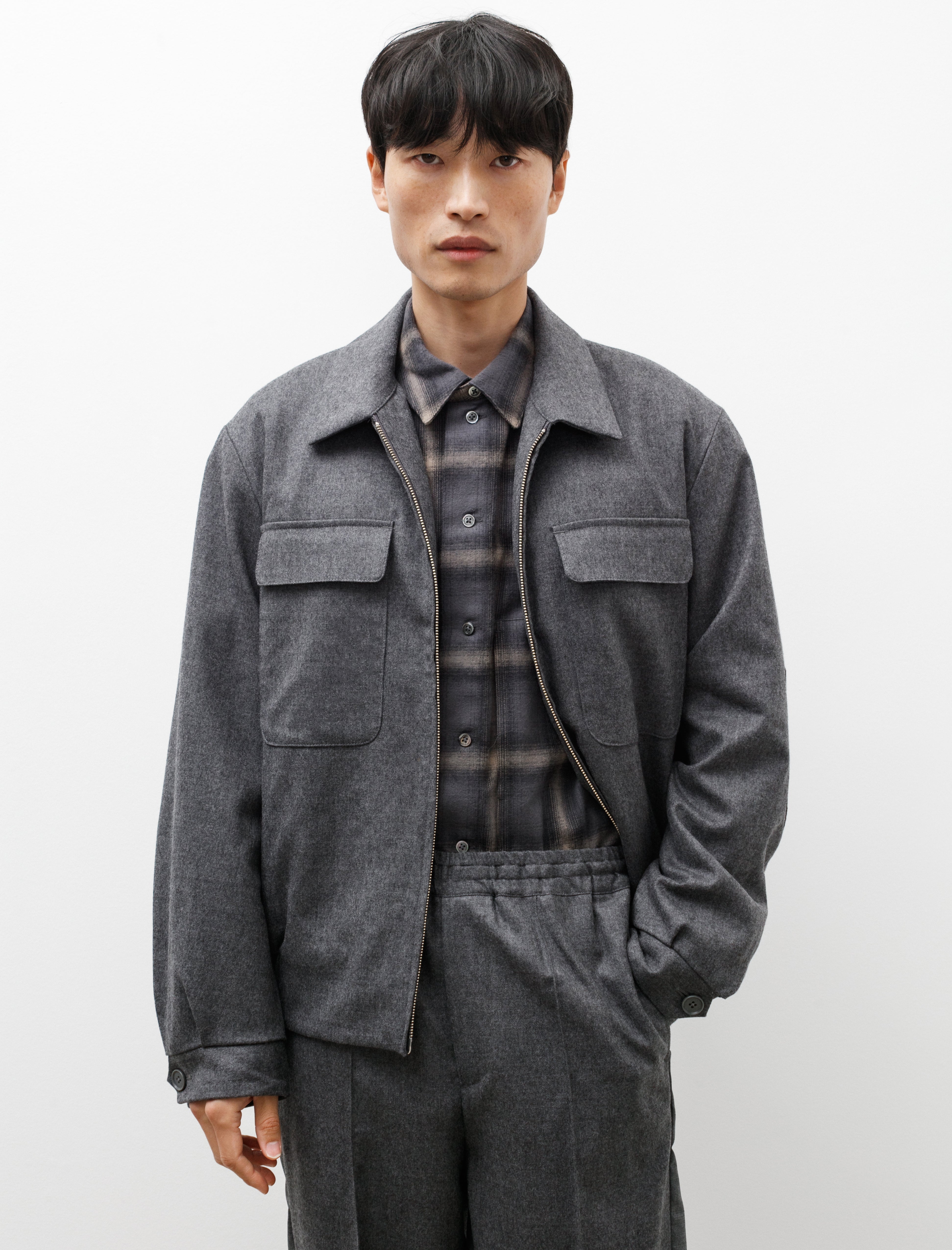 Polyploid Melange Wool Swing Top C Jacket - Grey | Garmentory