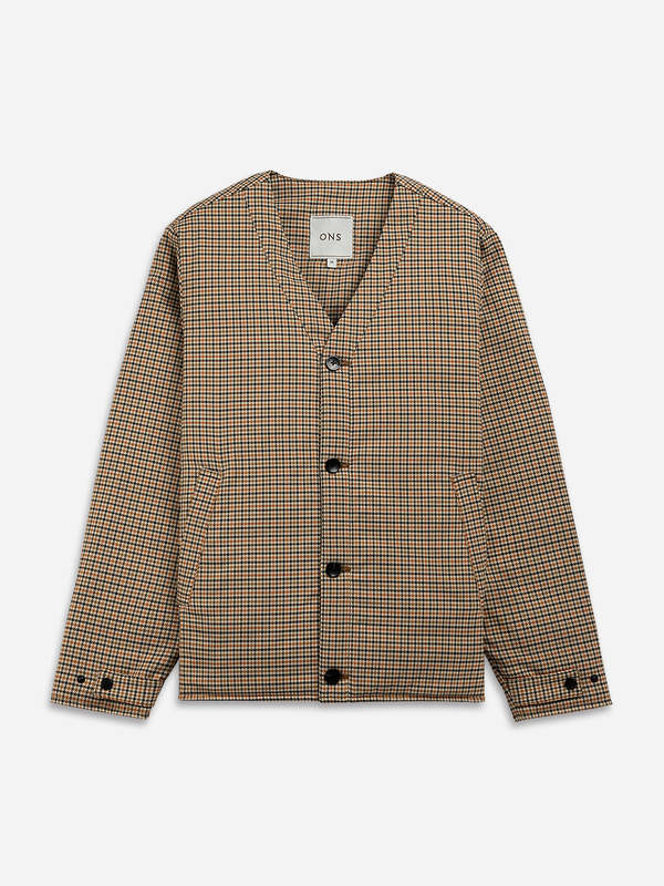 Check Padded Jacket O.N.S Crescent Check Padded Jacket - Black/Burnt Brick Check | Garmentory