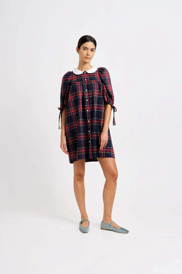 Eliza Faulkner Evelyn Dress - Navy Plaid