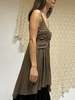 Donna Karan Ruched Silk Dress - Taupe - Thumbnail 6