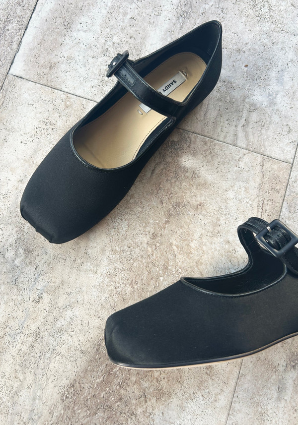 Sandy Liang Pointe Satin Mary Jane - Black | Garmentory