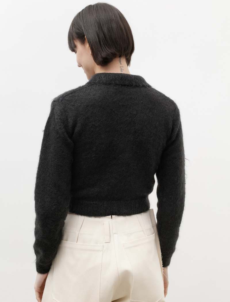 トップス AURALEE BRUSHED MOHAIR KNIT POLO BLACK 4 Auralee Brushed Super Kid Mohair Knit Polo Ink Black – Neighbour