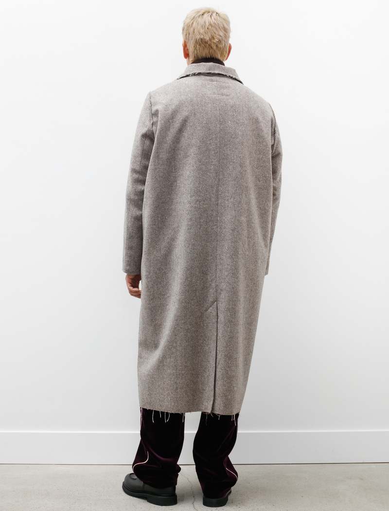 Camiel Fortgens Long Gap Wool Herringbone Brown Coat - Grey