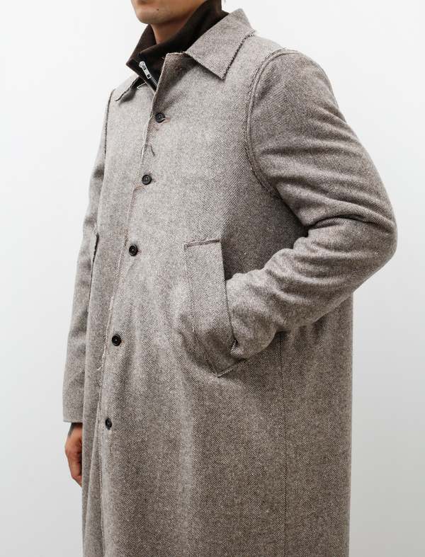 Camiel Fortgens Long Gap Wool Herringbone Brown Coat - Grey