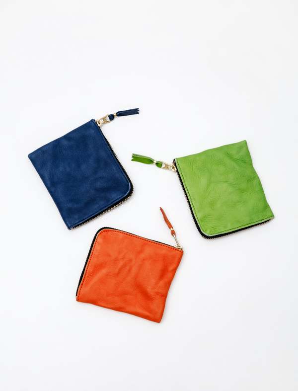 COMME DES GARCONS WALLET Washed 3 4 Zip Wallet - Navy/Burnt Orange