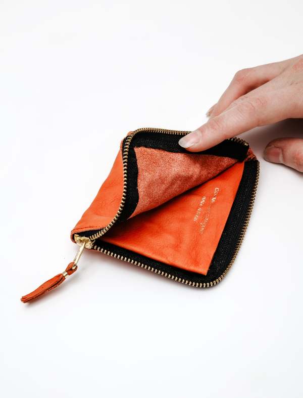 COMME DES GARCONS WALLET Washed 3 4 Zip Wallet - Navy/Burnt Orange