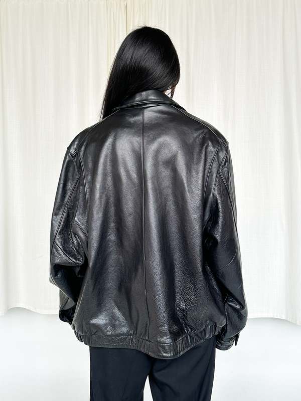 Leather Bomber Jacket - Black | Garmentory