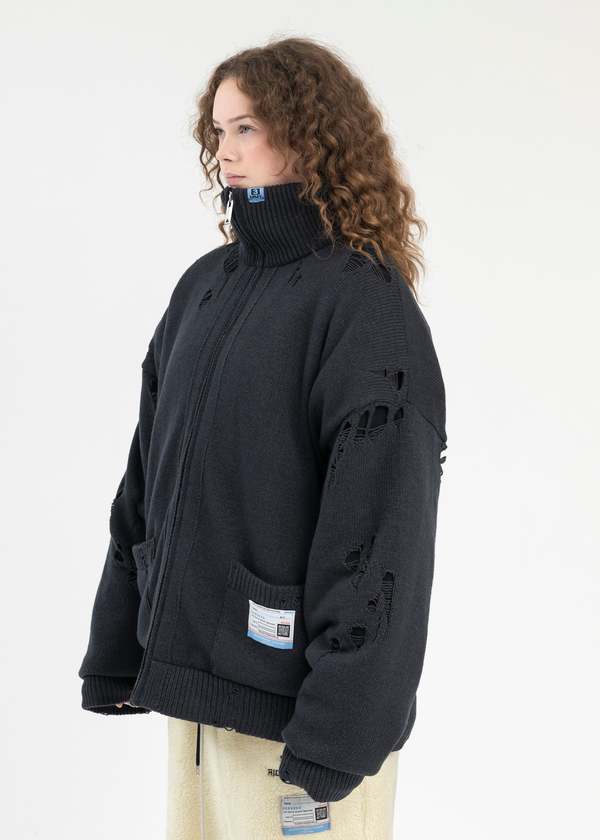 トップス mihara yasuhiro Padded Zip Knit Cardigan Black Padded Zip Knit Cardigan | Garmentory