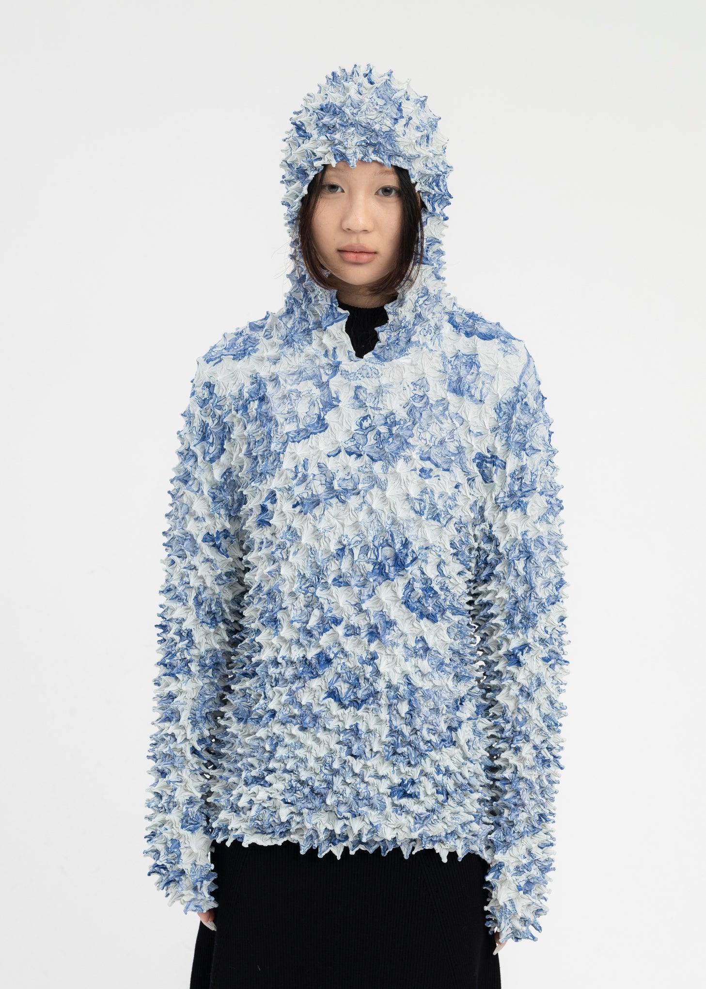 Masu Comic Toile De Jouy Spiky Hoodie - Blue/White | Garmentory