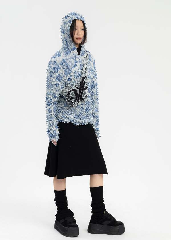 Masu Comic Toile De Jouy Spiky Hoodie - Blue/White | Garmentory