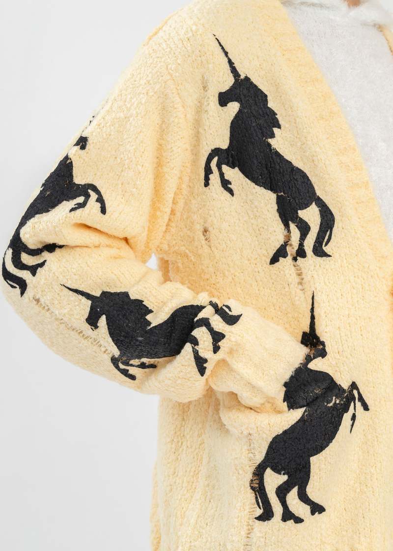 Yellow Unicorn Grunge Cardigan トップス MASU 23AW UNICORN GRUNGE