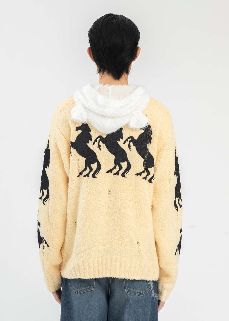MASU UNICORN GRUNGE CARDIGAN - YELLOW | Garmentory