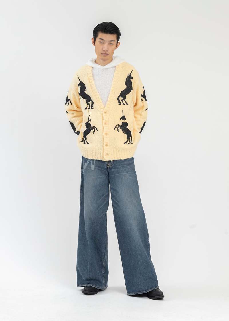 MASU UNICORN GRUNGE CARDIGAN - YELLOW | Garmentory