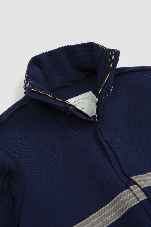 Camiel Fortgens Rib Zip-Up - Stripe Navy | Garmentory