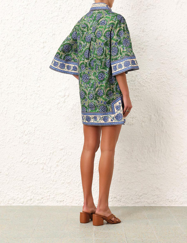 Zimmermann Junie Tunic Dress - Green/Blue Floral | Garmentory