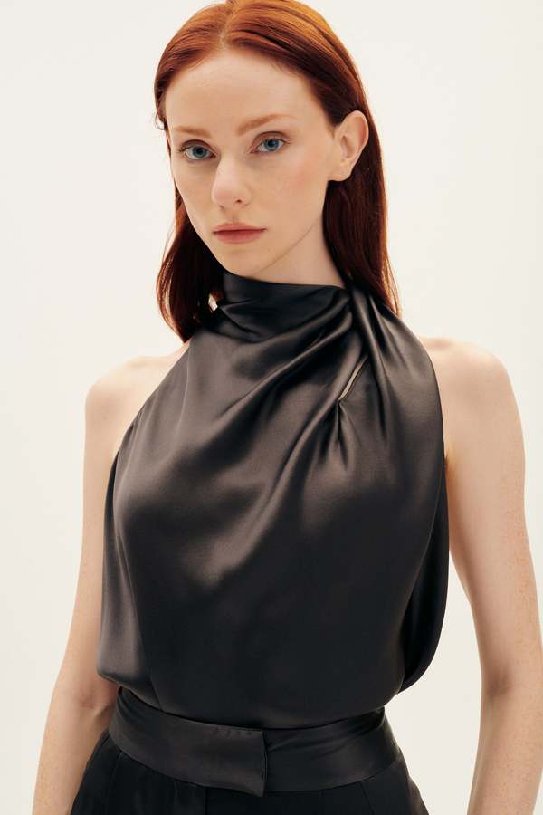 High Neck Draped Top | Garmentory