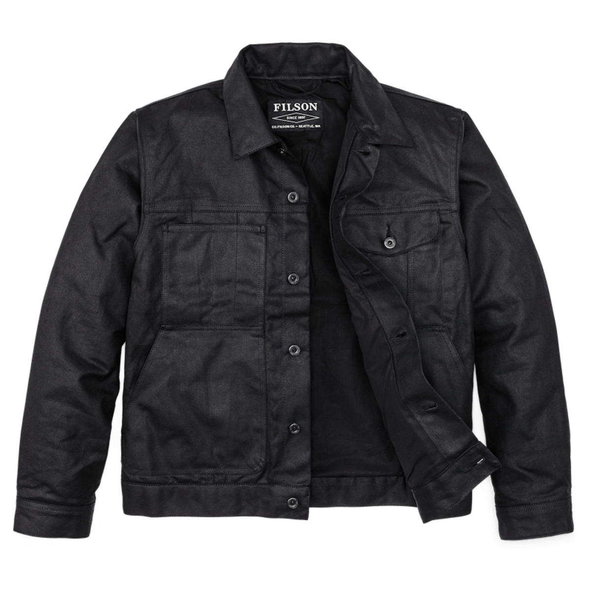 Filson Tin Cloth Short Lined Cruiser Jacket Black Garmentory