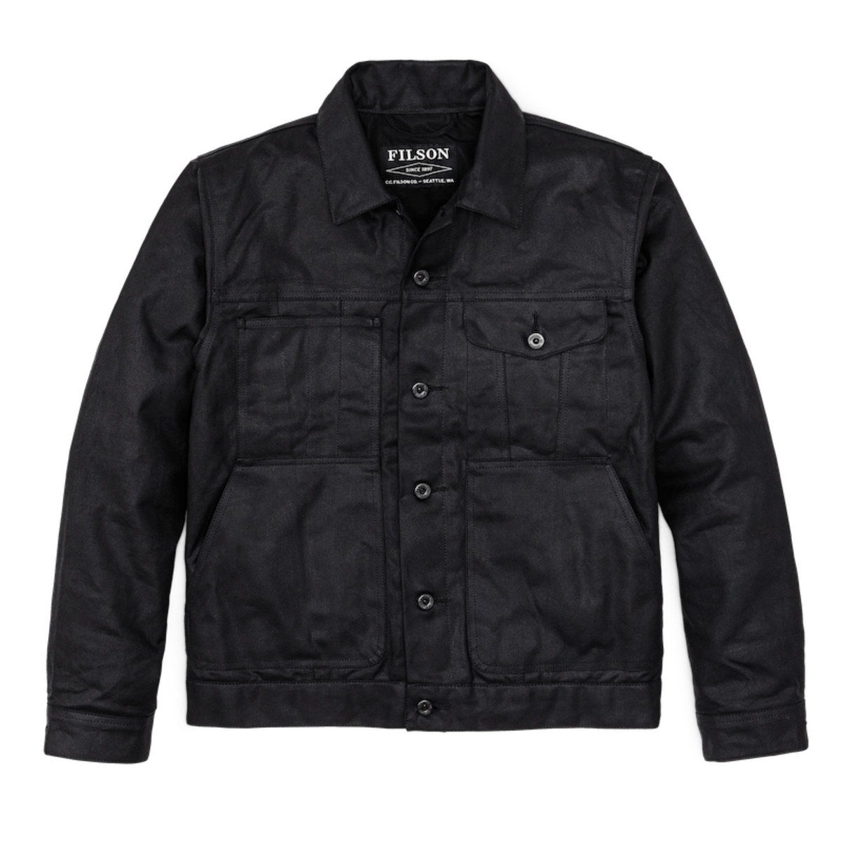 Filson Tin Cloth Short Lined Cruiser Jacket Black Garmentory