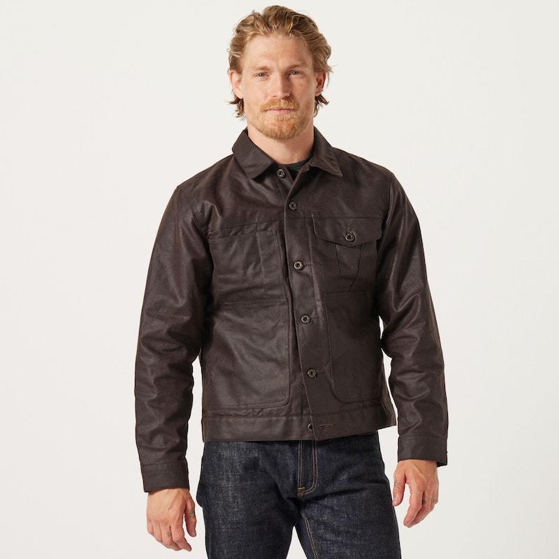 Filson Tin Cloth Short Lined Cruiser Jacket Dark Brown Garmentory