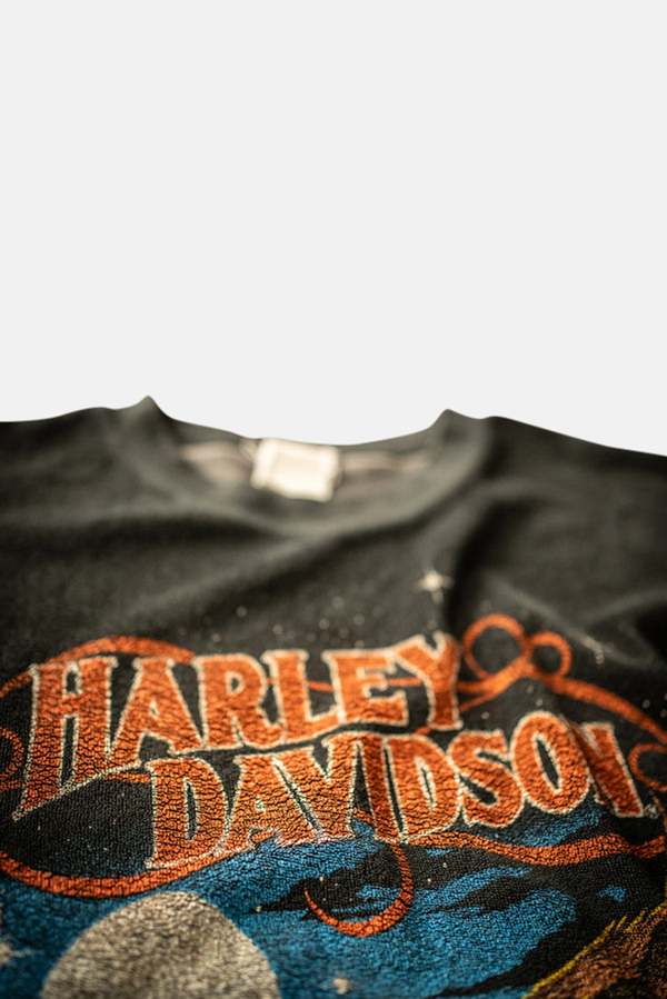 MadeWorn Harley Davidson Terry Crop Tee - Coal Pigment