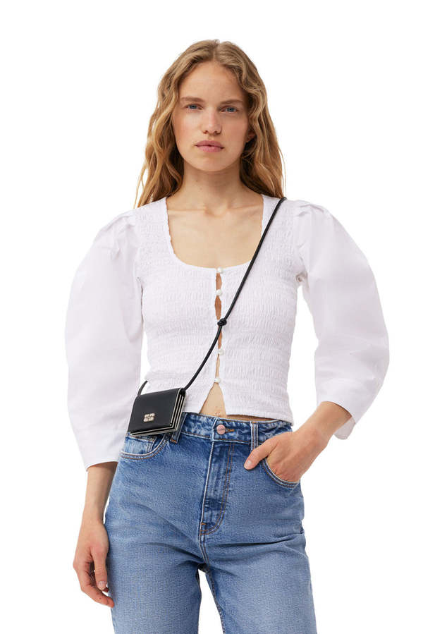 Ganni Bou Wallet On Strap Silver main image 0