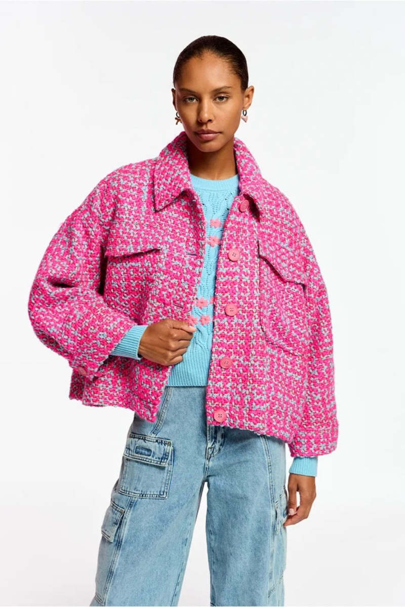 Bright green oversized jacket with 3/4 length voluminous