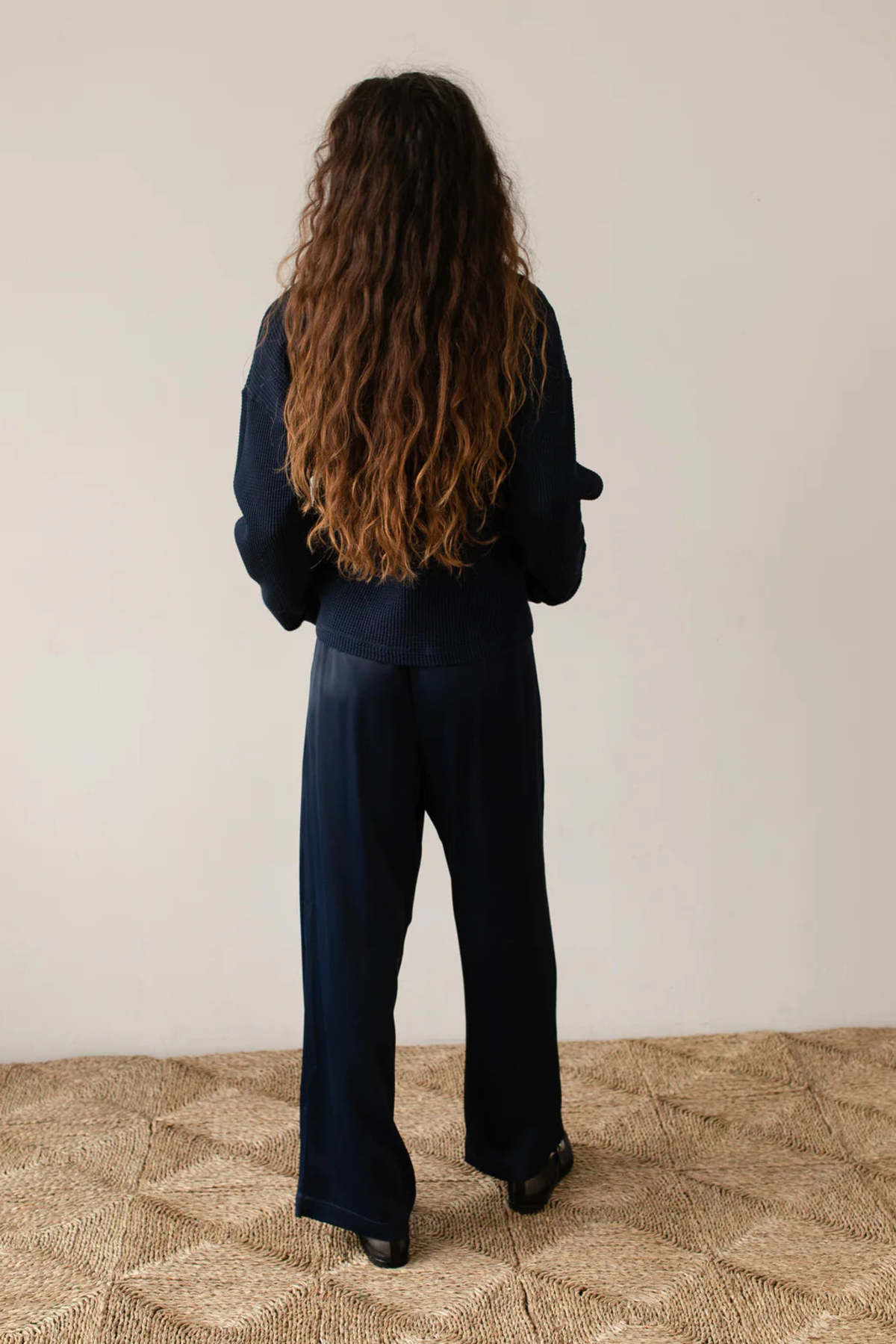 Donni. Satiny Simple Pant - Navy | Garmentory display picture 1