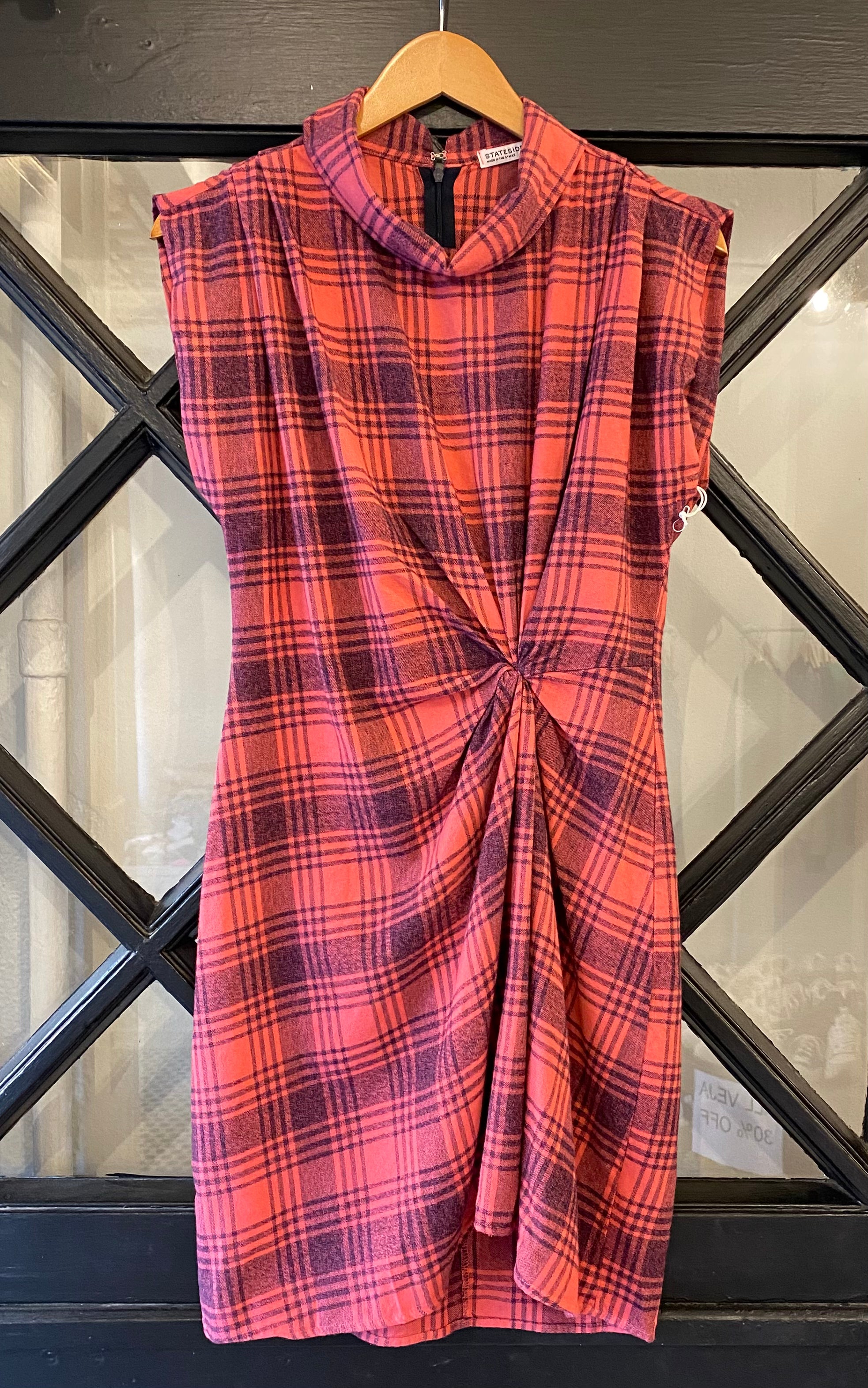 Stateside Hudson Plaid Mini Pleated Dress - Hibiscus | Garmentory Stateside Hudson Plaid Mini Pleated Dress - Hibiscus | Garmentory