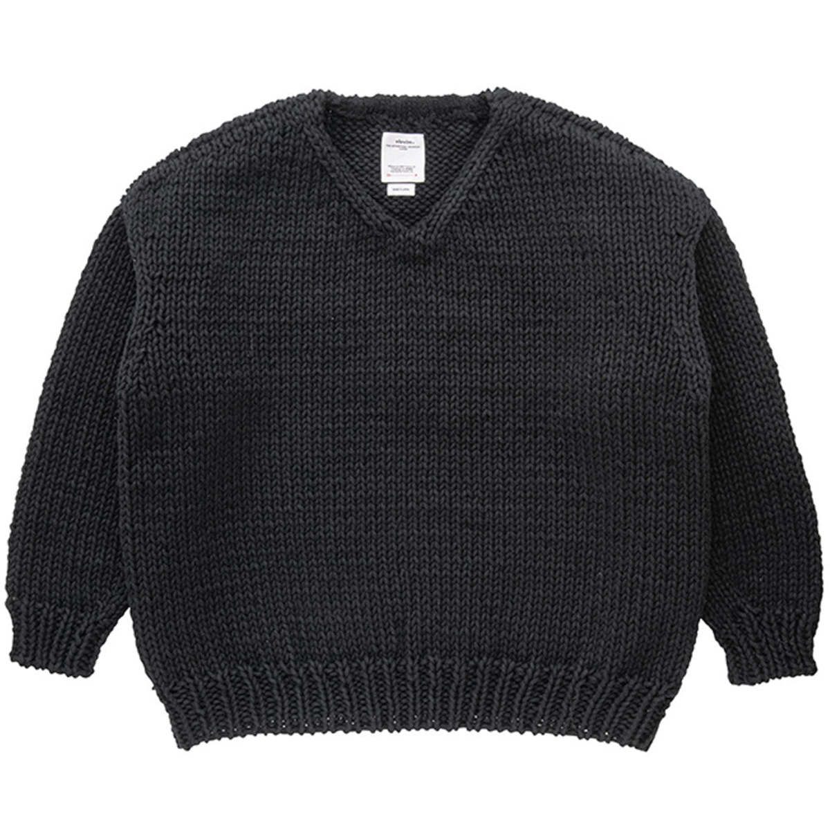 Visvim Amplus V-Neck Hand-Knit - Black | Garmentory